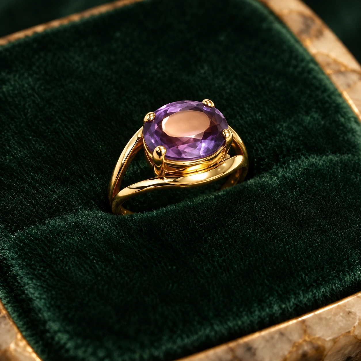 Anel com pedra violeta